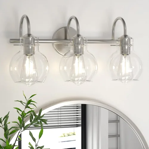 Vista 16 de Accesorios de Iluminación para Tocador de Baño, Apliques de Pared Montados en Baño, Luces de Tocador Sobre Espejo con Pantalla de Vidrio Globo, Base