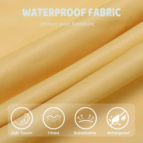 Vista 3 de Dimatic Juego de 2 fundas de asiento para silla, de piel sintética, impermeables, fundas elásticas para sillas de comedor, fundas protectoras