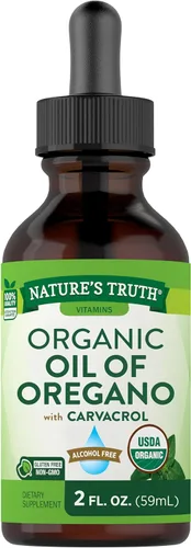 Nature's Truth Aceite orgánico de orégano en gotas líquidas | 2 onzas líquidas | Suplemento de orégano mediterráneo y silvestre | Sin OMG y sin