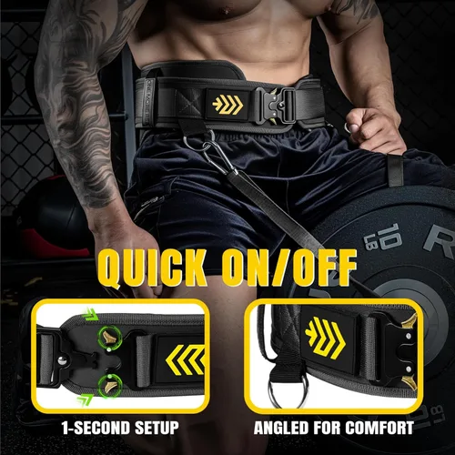 Vista 4 de MANUEKLEAR - Cinturón de levantamiento de pesas 2 en 1 y cinturón de fondos con cuerda de 36.7 pulgadas, cinturones de levantamiento de pesas