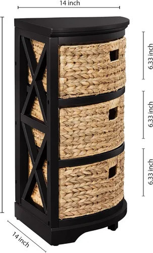 Vista 29 de Hampton Meadows - Armario de almacenamiento de mesa esquinera de 3 niveles en X con 3 cestas de mimbre, nogal