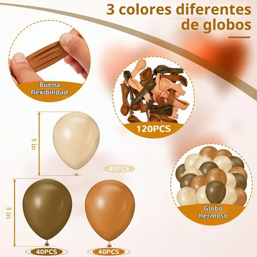 Vista 4 de 120 globos marrones de 5 pulgadas, globos de látex de albaricoque