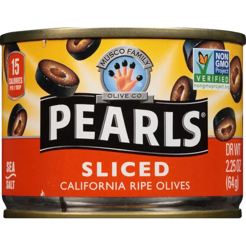 Vista 3 de Pearls Aceitunas negras maduras en rodajas, (1) lata de 2.25 onzas