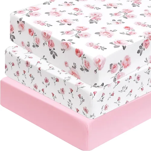 Vista 14 de PHF Paquete de 4 sábanas suaves de dinosaurio para cuna, cómodas sábanas transpirables para niños y niñas, 28 x 52 pulgadas, se adapta a colchones