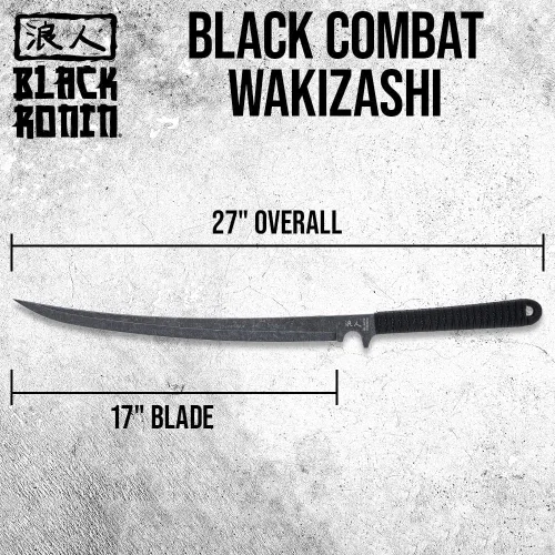 Vista 2 de Black Ronin Combat Wakizashi Sword with Injection Molded Sheath Stainless Steel Blade Cord-Wrapped Handle