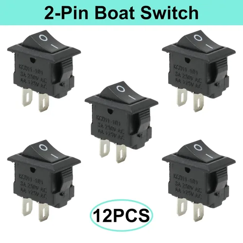 Vista 5 de yueton Paquete de 12 interruptores de luz modernos AC 3A/250V 6A/125V 2 pines E/S SPST a presión en mini interruptor basculante para proyector