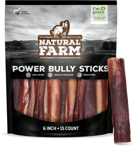 Vista 15 de Natural Farm - Palitos masticables Power Bully para perros (2-3”, bolsa de 1 libra), masticables 2 en 1: Mejillas de res premium envueltas en pizzle