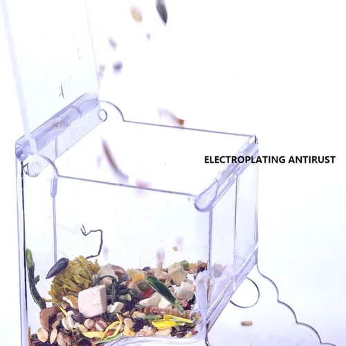 Vista 3 de Comedero para hámsters, dispensador automático de animales pequeños, acrílico transparente, recipiente de almacenamiento de alimentos para mascotas