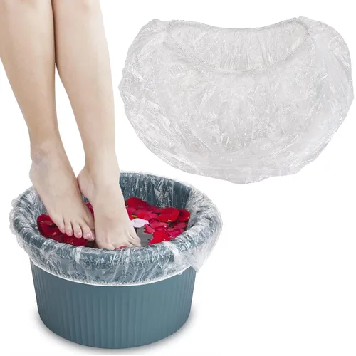Noverlife 100 revestimientos desechables de pedicura para spa, de plástico transparente de un solo uso, forro desechable para bañera de pies, bolsas