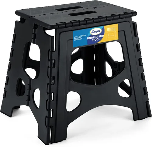 Vista 25 de Korpai Taburete plegable de 9 pulgadas para adultos, niños, taburetes plegables antideslizantes con mango portátil, taburete plegable de plástico