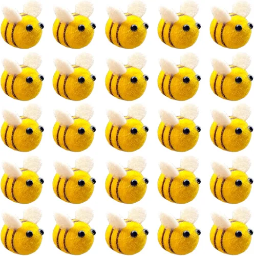 AcceLeah 25 piezas de fieltro de lana Bumblebee Cute Bee Craft Ball Perfect Room Shower regalo decoración o accesorio de ropa