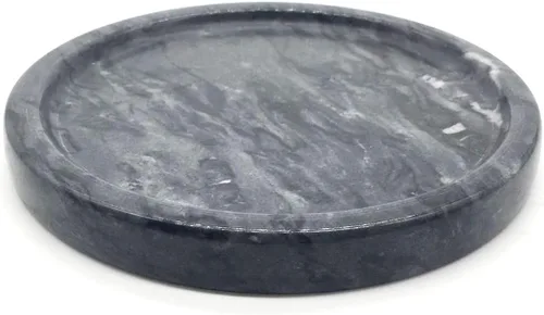 Bandeja de mármol natural, bandeja decorativa circular de piedra de mármol para mostrador, joyas, tocador, bandeja pequeña redonda, 5-1/2 pulgadas