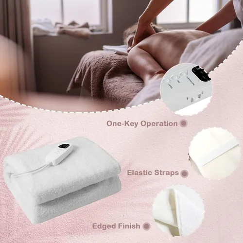 Vista 5 de WELLHUT Calentador de mesa de masaje, calentador de cama de masaje con certificación UL, funda de mesa de vellón de lujo con 5 niveles de calor, 8