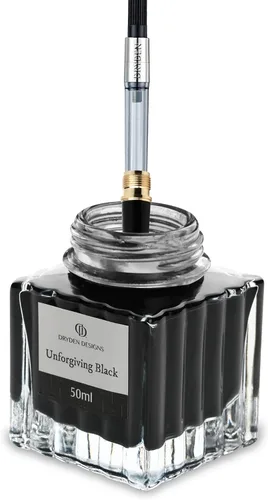 Vista 3 de Dryden Designs Botella de tinta para pluma estilográfica, edición de lujo, flujo suave, diseño compacto, 1.7 fl oz, color negro implacable