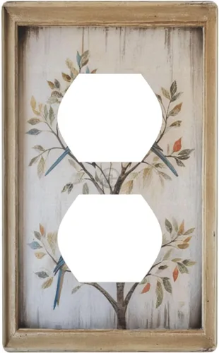 Cubiertas decorativas para interruptor de luz artística vintage BirdArt de 1 cuadrilla, salida dúplex individual, placa de pared, placa frontal