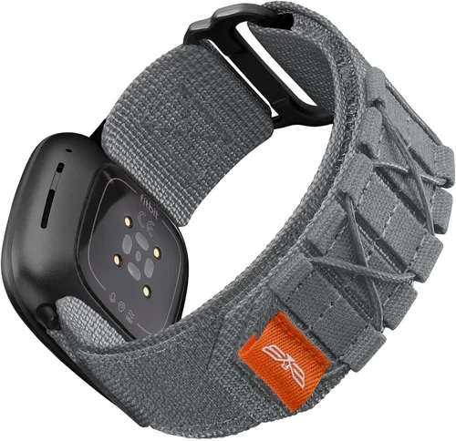 Vista 12 de Bandletic Bandas tácticas resistentes compatibles con Fitbit Versa 4 bandas/Versa 3/Sense 2/Sense, correas deportivas de nailon militar suave y Gris