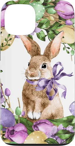 Vista 7 de Floral Easter Bunny Wreath Decor for Women Cute Easter Day Case for iPhone 17