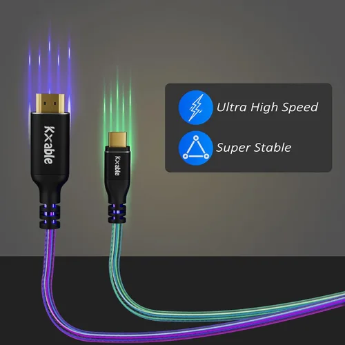 Vista 4 de Cable USB C a HDMI 2.1 de 8K de 4 pies, (8K @60 Hz, 4K a 120 Hz, HDR), cable trenzado, compatible con Thunderbolt 3/4, para iPhone 15 Series