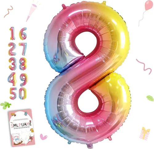 Vista 115 de Smlpuame - Globos grandes de 40 pulgadas de números del 0 al 9, globos numéricos para decoración de fiesta de cumpleaños, globos de helio