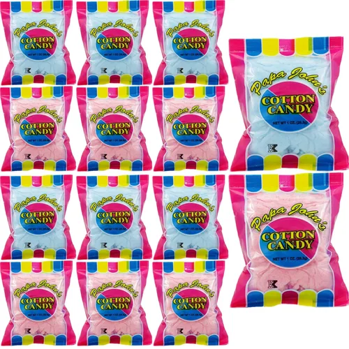 Vista 10 de Fruidles Suministros de sabores de fiesta de algodón de azúcar azul y rosa, golosinas de cumpleaños para niños, kosher, bolsa de 1 onza