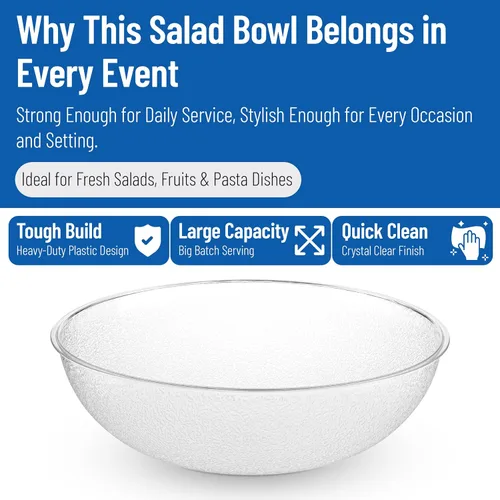 Vista 3 de Carlisle FoodService Products CFS 721507 - Cuenco redondo para servir ensalada, 11 cuartos de galón, transparente (paquete de 4)