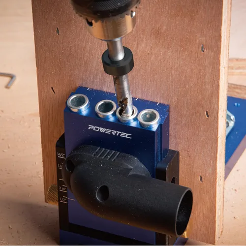 Vista 6 de POWERTEC Broca de taladro de bolsillo con vástago hexagonal de 1/4 pulgadas, broca de repuesto con collar de tope de profundidad para sistema