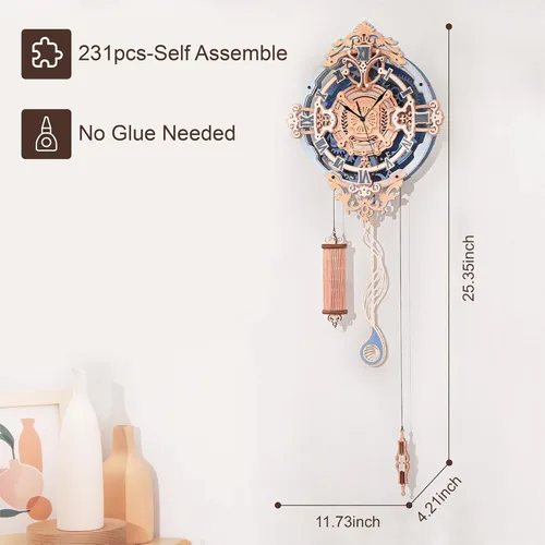 Vista 6 de ROKR Rompecabezas de madera 3D para adultos, reloj de rompecabezas de madera, kits de modelos de construcción mecánica, kits de modelos