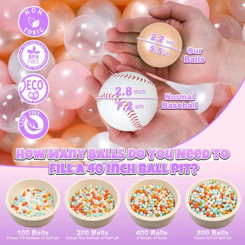 Vista 2 de GOGOSO Bolas para corral de bolas para niños pequeños plásticos accesorios a prueba de aplastamiento duraderos formas divertidas juguetes de baño