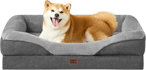Vista 12 de EHEYCIGA Cama ortopédica para perros medianos, sofá de espuma viscoelástica de 30 x 20 x 6.5 pulgadas con lados, forro impermeable y funda extraíble