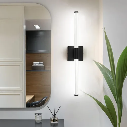 Vista 9 de Moderna luz LED de tocador, iluminación completa de 360° sobre el espejo, 32W 5500K blanco frío, aplique de pared cableado, 40 pulgadas, latón