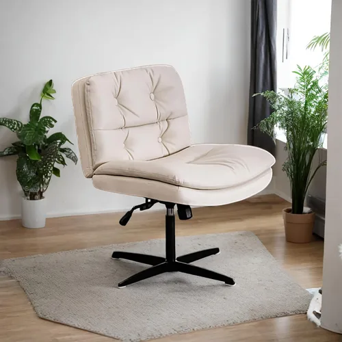 Criss Cross Chair No Wheel Saucer Gaming Armless Swivel Vanity Chair Ergonomic Cross Legged Home Office Computer Chair for Home Living Room Bedroom