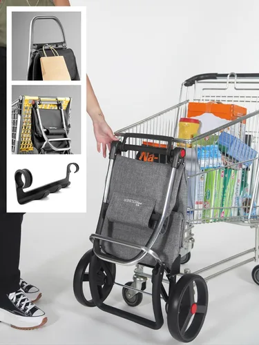 Vista 7 de ROLSER Carrito de compras plegable con ruedas Carrito personal plegable para comestibles Duradero y portátil Coral