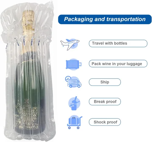 Vista 7 de Bolsas protectoras para botellas de vino, equipaje para viajes en avión, paquete de 18 unidades inflables, para envío de botellas de licor, embalaje