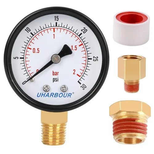Vista 13 de Manómetro de presión de agua para gas y agua (15 psi) escala única con conexión trasera NPT de 1/4
