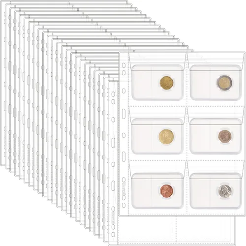 Vista 19 de Páginas con bolsillos para monedas, fundas estándar con bolsillos para monedas, con 9 orificios para coleccionistas, 10 hojas, serie CS03