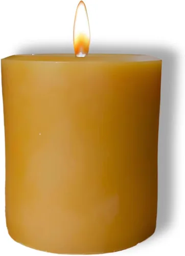 Vista 3 de Candlestock Vela de pilar redonda sin goteo de cera de abeja natural hecha a mano, 3 x 6 pulgadas