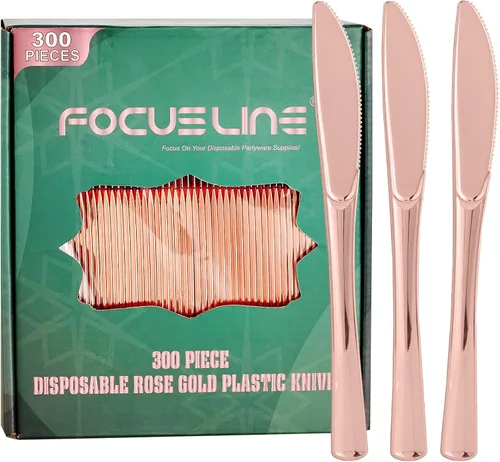 Vista 9 de FOCUSLINE Paquete de 300 tenedores desechables de plástico dorado, tenedores de plástico sólido y duradero, cubiertos desechables resistentes