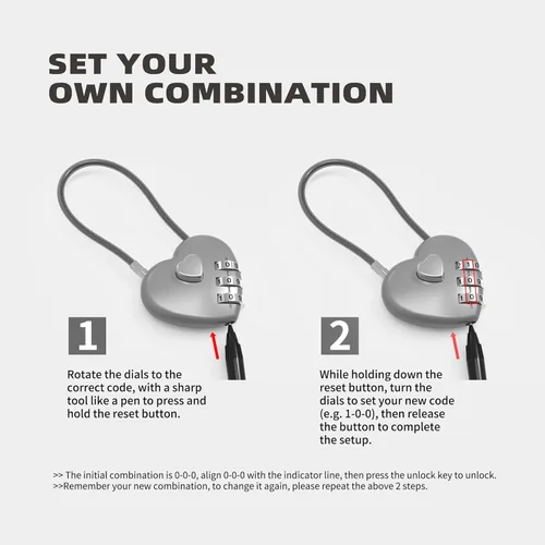 Vista 5 de Cable de bloqueo de combinación de 3 dígitos de 1 pie, bloqueo de cable largo combinado con código, combinación de candado pequeño de alambre fino