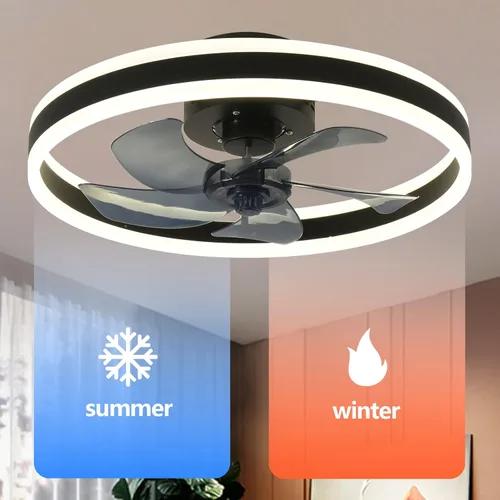 Vista 5 de AHAWILL Ventiladores de techo con luces y control remoto, moderno ventilador de techo de montaje empotrado con luz de 6 velocidades, ventiladores