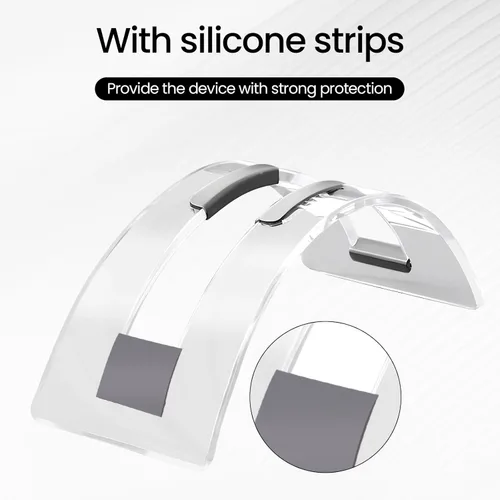 Vista 4 de Soporte vertical acrílico para portátil - Elegante soporte transparente para portátil, soporte de acoplamiento que ahorra espacio para MacBook