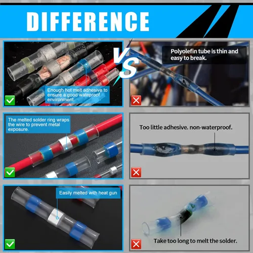 Vista 4 de 450 conectores de alambre de soldadura, conectores de cable termorretráctiles de grado marino, terminales de tope de soldadura impermeables