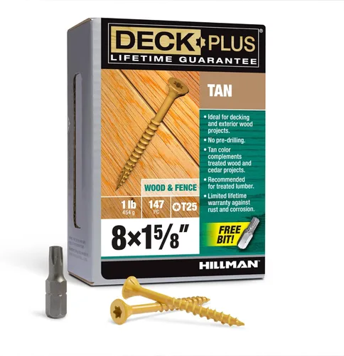 Vista 78 de Deck Plus Tornillos para valla y madera exterior con revestimiento epoxi de 2-1/2 pulgadas #10 x 2-1/2 pulgadas, rosca gruesa incluida, tornillo