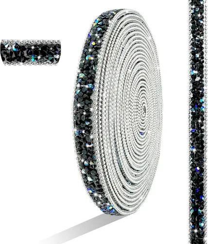 Vista 11 de Cinta de Diamantes de Imitación de Resina AB Autoadhesiva de 6 Yardas, Tiras de Cristal, Cinta Brillante de Diamantes de Imitación de Resina