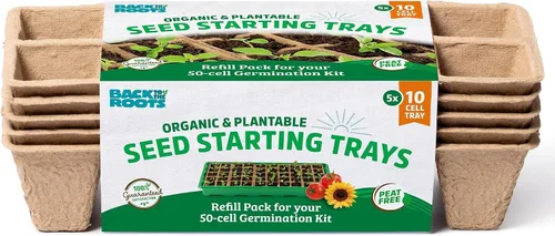 Vista 12 de Back to The Roots Kit de germinación de invernadero de 10 celdas Incluye macetas biodegradables y tapa de invernadero ventilada Hecho de 75%