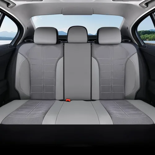 Vista 24 de Coverado Front Seat Leather Covers, Full Leather Construction with Carbon Fibre Weave, Universal Fit for Most Cars SUV Trucks (Beige)