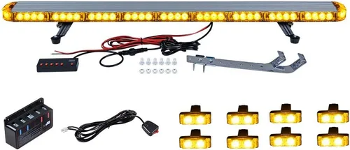 CORP - Barra de luz estroboscópica de emergencia de 46 pulgadas, 78 LED, interruptor digital y 8 x 2 luces LED con caja de control, advertencia, luz