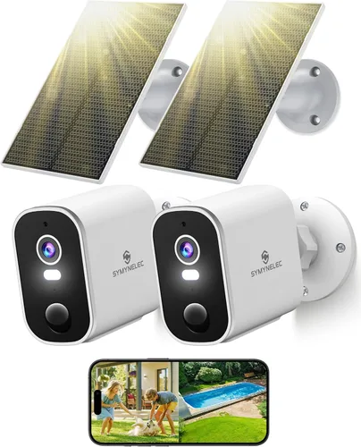Vista 11 de Solar Security Cameras Wireless Outdoor: 2K Battery Powered WiFi Camera with AI Motion Detection for Home - Color Night Vision Spotlight Siren Alarm