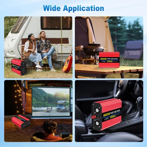 Vista 10 de SUNWHEEL Inversor de onda sinusoidal pura de 500 W, CC 12 V a CA 110 V/120 V, inversor de potencia para automóvil con 2 salidas de CA y pantalla LCD