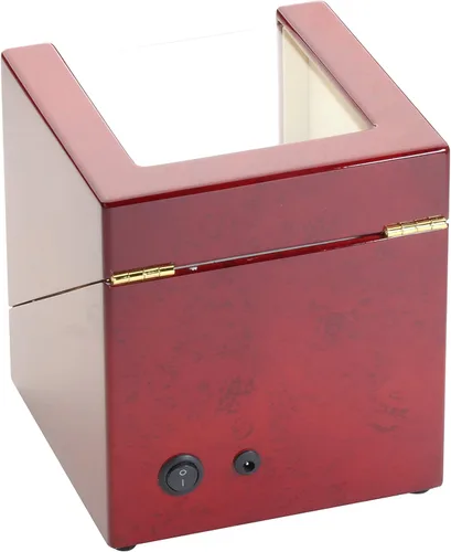 Vista 3 de Diplomat Bobinadora de reloj doble de madera de cerezo con interior de cuero blanco roto, Cereza, Japonés