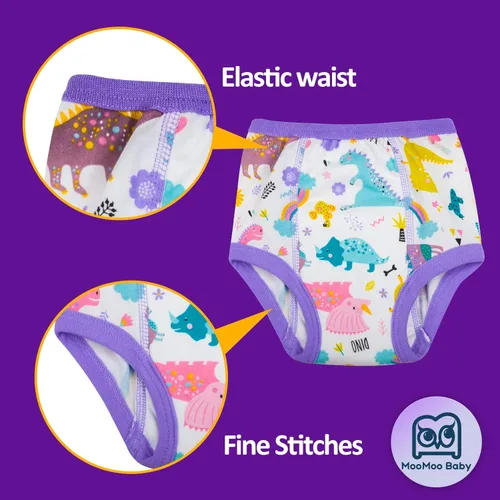 Vista 5 de MooMoo Baby 8 Packs Toddler Training Underwear for Boy and Girls Strong Absorbent Cotton Training Pants 2-7T